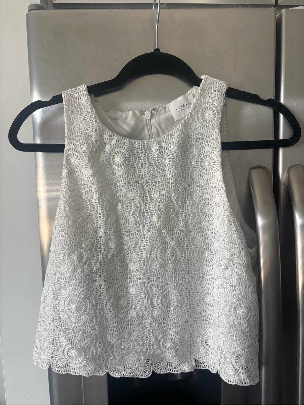 Sunday White Lace Cropped Tank Top